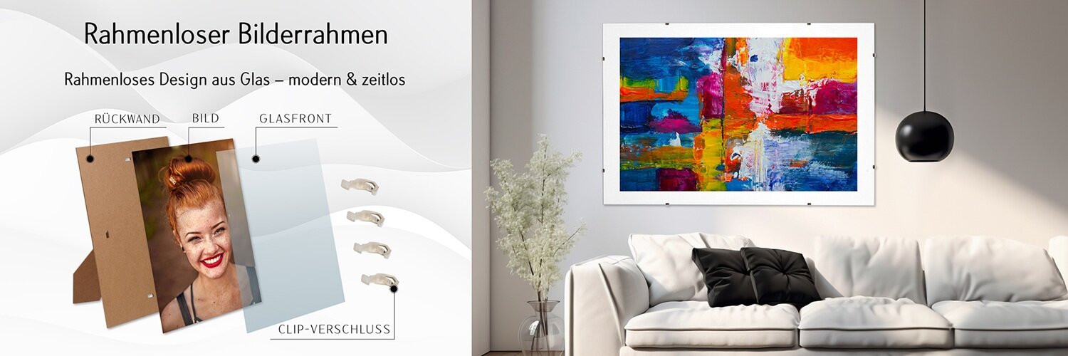 Rahmenloser Bilderrahmen - Rahmenloses Design aus Glas -...