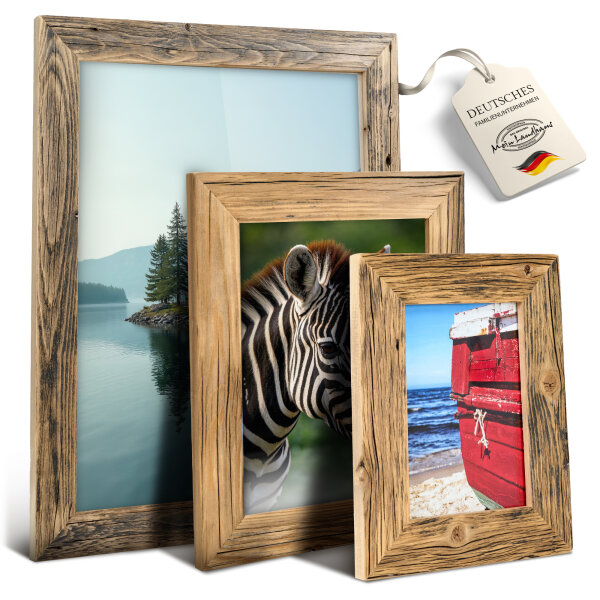 Quadratischer Bilderrahmen 15x15 cm – Dunkelbraun – Alt-Holz Landhausstil