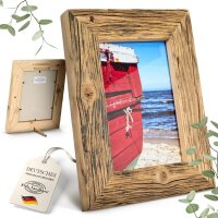 Quadratischer Bilderrahmen 30x30 cm in Dunkelbraun aus recyceltem Alt-Holz