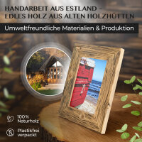 Großer Landhaus Bilderrahmen 60x80 cm – Dunkelbraun – Recyceltes Alt-Holz