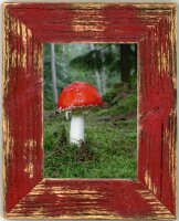 Großer Landhaus Bilderrahmen 50x70 cm Rot aus recyceltem Alt-Holz