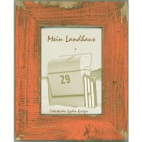 Rustikaler Bilderrahmen 13x18 cm Orange aus recyceltem Alt-Holz von Mein Landhaus