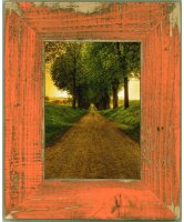 Quadratischer Bilderrahmen 15x15 cm Orange aus Alt-Holz handgefertigt – Mein Landhaus