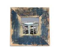 Mein Landhaus – Exklusive Bilderrahmen in Dunkelblau, handgefertigt aus recyceltem Altholz, jedes Stück ein Unikat, ideal für edle und individuelle Raumgestaltungen
