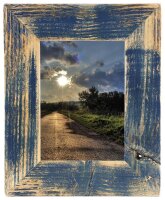 Mein Landhaus Bilderrahmen 30x30 cm Dunkelblau Altholz handgefertigt