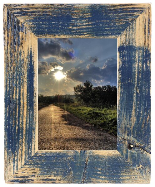 Mein Landhaus Bilderrahmen 30x40 cm Dunkelblau Altholz handgefertigt