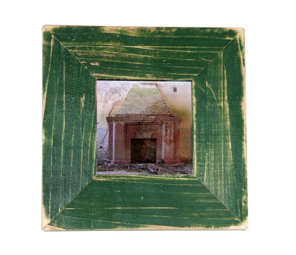 Quadratischer Bilderrahmen 30x30 cm Grün aus Altholz handgefertigt