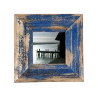 Eleganter Bilderrahmen 13x18 cm marineblau handgefertigt aus Altholz