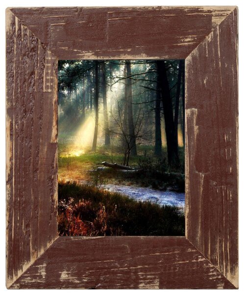 Großer Landhaus Bilderrahmen 50x70 cm Braun aus recyceltem Altholz