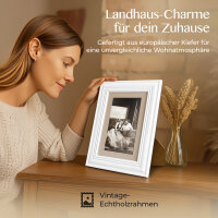 Bilderrahmen Stockholm 10x15 cm – Weißer Vintage Holzrahmen Echtholz