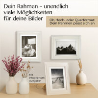 Bilderrahmen Stockholm 10x15 cm – Weißer Vintage Holzrahmen Echtholz