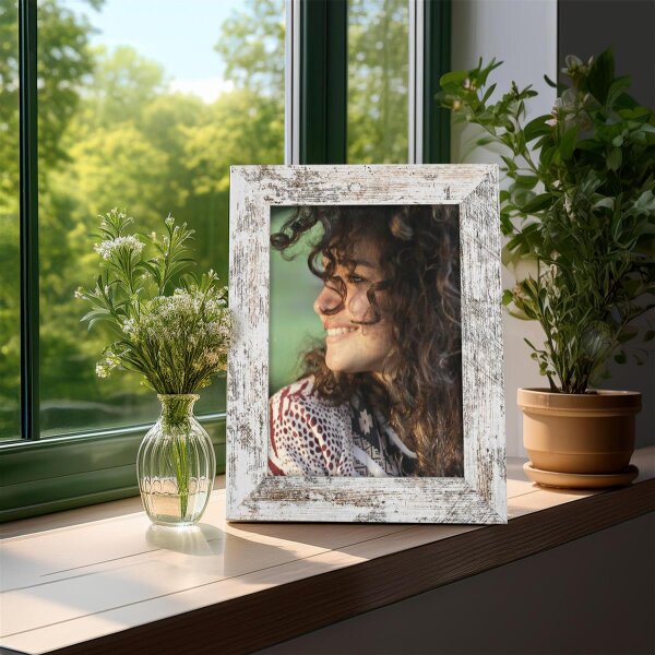 Kopenhagen Bilderrahmen 15x20 cm von Mein Landhaus – Vintage-Weiß – Stilvoller Fotorahmen mit Qualitätsglas