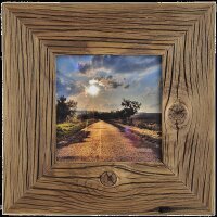 Landhaus Bilderrahmen aus recyceltem Alt-Holz dunkelbraun 30x40 cm 7 cm Leiste