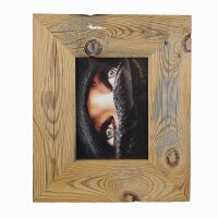 Landhaus Bilderrahmen aus recyceltem Alt-Holz dunkelbraun 7 cm Leiste 50x70 cm