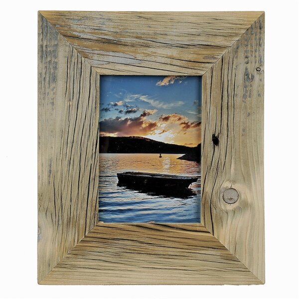 Vintage Landhaus Bilderrahmen aus recyceltem Alt-Holz 50x70 cm Hellbraun/Natur Hell