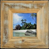 Handgefertigter Landhaus Bilderrahmen aus Alt-Holz Mint/Türkis 30x30 cm, 7 cm Leiste