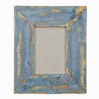 Exklusiver Landhaus Bilderrahmen aus recyceltem Alt-Holz hellblau Sky 18x24 cm, 7 cm Leiste