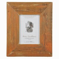Exklusiver Landhaus Bilderrahmen aus recyceltem Alt-Holz in Orange 15x15 cm