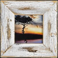 Einzigartige Landhaus Bilderrahmen aus recyceltem Alt-Holz in Weiß/Schwarz - Dirty/Snow mit 7cm breiter Leiste – Vintage und Rustikal 15x20cm