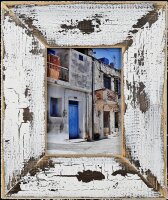 Landhaus Bilderrahmen aus recyceltem Alt-Holz Weiß/Schwarz Dirty/Snow 15x20 cm