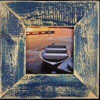 Exklusiver Landhaus Bilderrahmen aus recyceltem Alt-Holz Dunkelblau Dark Sky 15x20 cm