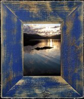 Exklusiver Landhaus Bilderrahmen 13x18 cm aus recyceltem Alt-Holz Marineblau/Marine