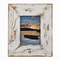 Landhaus Bilderrahmen 30x30 cm aus recyceltem Alt-Holz in Weiß, 7 cm Leiste