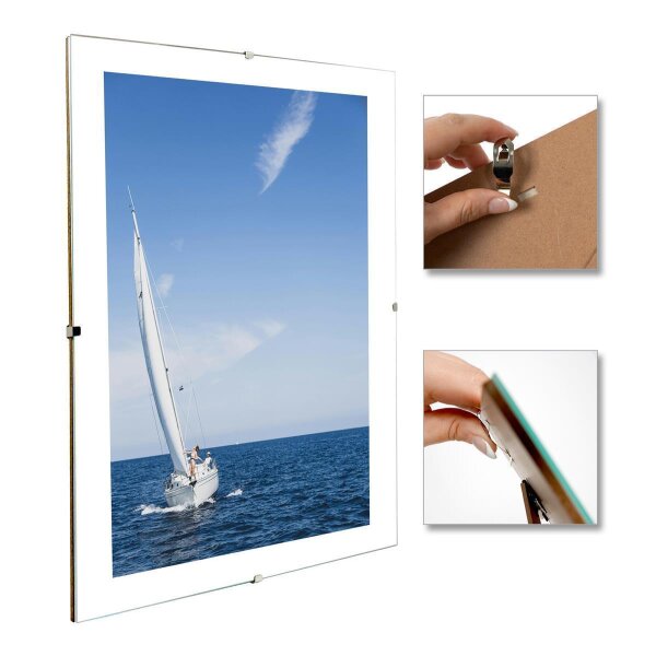 3er Set Rahmenlose Bilderrahmen A4 aus Acrylglas – 21 × 29,7 cm