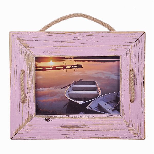 Schnurrahmen 10x15 cm Singel Rose aus recyceltem Holz von Mein Landhaus