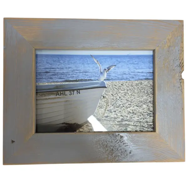 Landhaus Bilderrahmen aus recyceltem Alt-Holz silbergrau/grau 20x20 cm