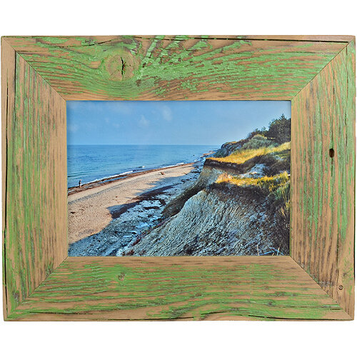 Landhaus Bilderrahmen aus recyceltem Alt-Holz in Apfelgrün mit 7 cm Leiste