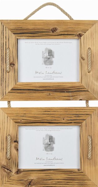 Mein Landhaus Schnurrahmen Duo 10x15 cm Natur Dunkel/Dunkelbraun