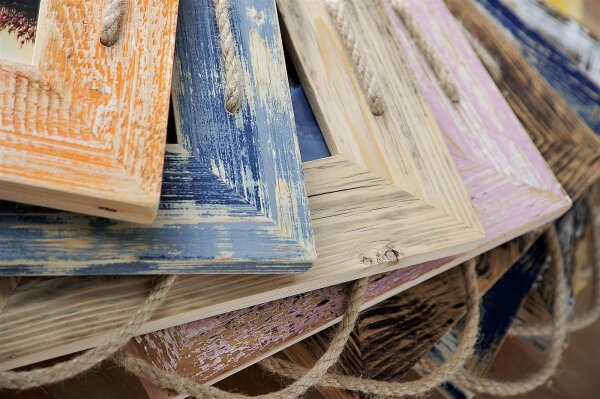 Schnurrahmen Trio 10x15 cm – 16 Farben – Dreifach-Bilderrahmen aus recyceltem Holz mit Aufhängeschnur von Mein Landhaus