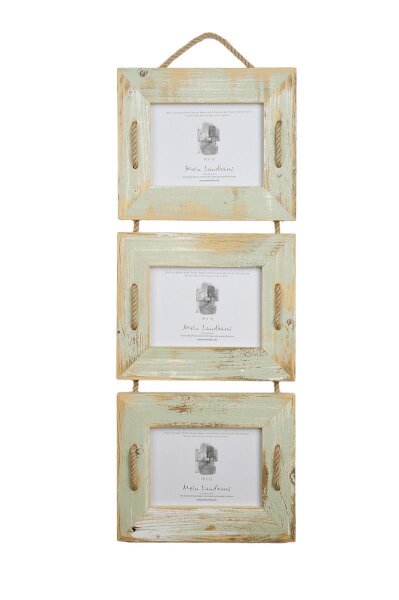 Schnurrahmen Trio 10x15 cm Mint/Türkis aus recyceltem Holz von Mein Landhaus