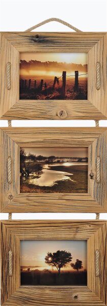 Mein Landhaus Schnurrahmen Trio 10x15 cm Natur Dunkel/Dunkelbraun