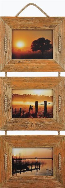 Mein Landhaus Schnurrahmen Trio 10x15 cm Orange aus recyceltem Holz