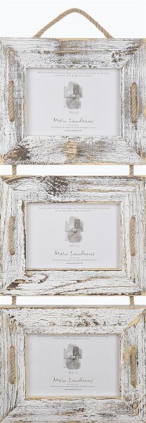 Schnurrahmen Trio 10x15 cm Schwarz-Weiß Dirty Snow aus recyceltem Holz