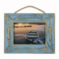 Schnurrahmen Singel 13x18 cm Hellblau Sky aus recyceltem Holz