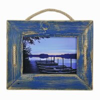 Schnurrahmen Singel 13x18 cm Marine/Marineblau aus recyceltem Holz
