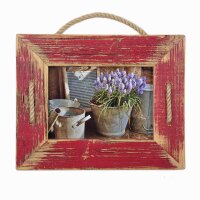 Mein Landhaus Schnurrahmen Singel 13x18 cm Rot/Bloody aus recyceltem Holz