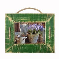 Mein Landhaus Schnurrahmen Singel 13x18 cm Grün aus recyceltem Holz