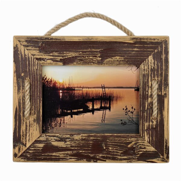 Schnurrahmen Singel 13x18 cm Braun/Coffee aus recyceltem Holz