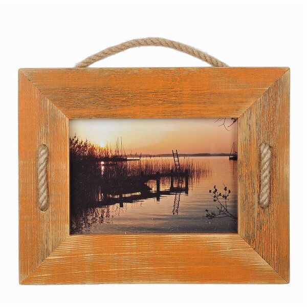 Schnurrahmen Singel 13x18 cm Orange aus recyceltem Holz von Mein Landhaus