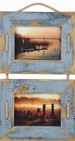 Schnurrahmen Duo 13x18 cm Hellblau Sky aus recyceltem Holz
