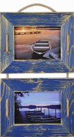 Schnurrahmen Duo 13x18 cm Marine/Marineblau aus recyceltem Holz
