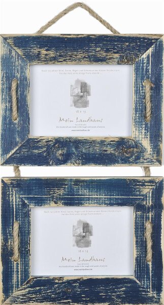 Schnurrahmen Duo 13x18 cm Dunkelblau Dark Sky aus recyceltem Holz