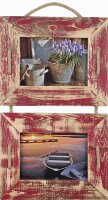 Schnurrahmen Duo 13x18 cm Rot/Bloody aus recyceltem Holz