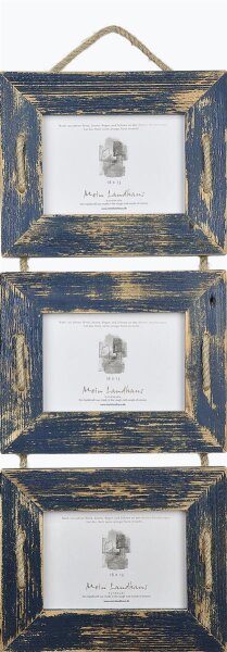 Schnurrahmen Trio 13x18 cm Dunkelblau Dark Sky aus recyceltem Holz