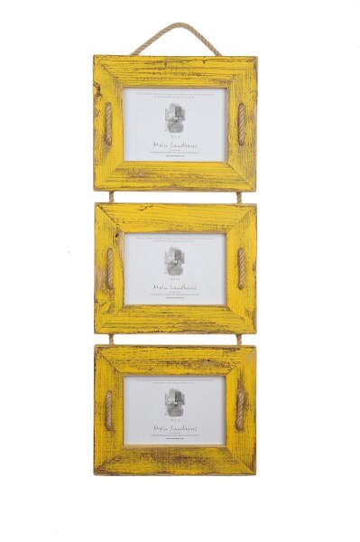 Schnurrahmen Trio 13x18 cm Gelb aus recyceltem Holz