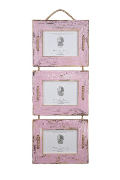 Schnurrahmen Trio 13x18 cm Rose – Dreifach-Bilderrahmen aus recyceltem Holz